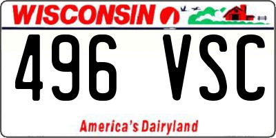 WI license plate 496VSC