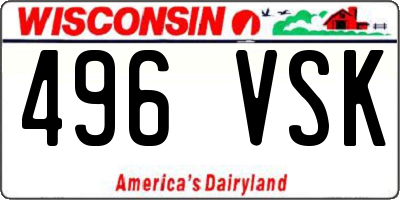 WI license plate 496VSK