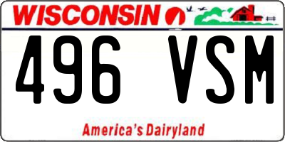 WI license plate 496VSM