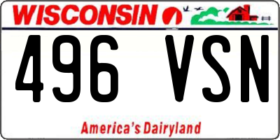 WI license plate 496VSN