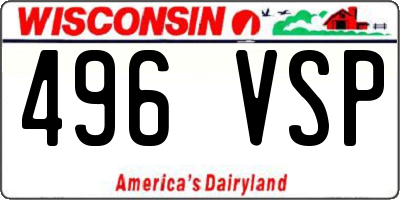 WI license plate 496VSP