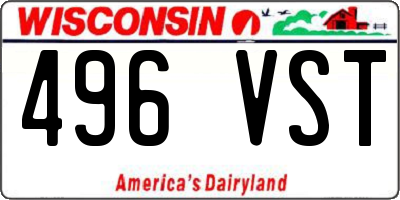 WI license plate 496VST