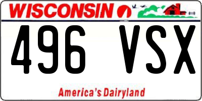 WI license plate 496VSX