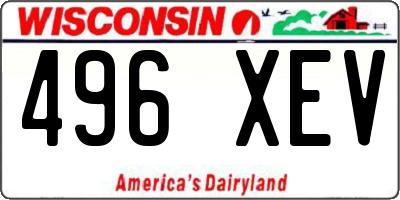 WI license plate 496XEV