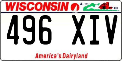 WI license plate 496XIV