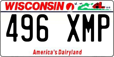 WI license plate 496XMP
