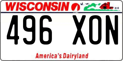 WI license plate 496XON