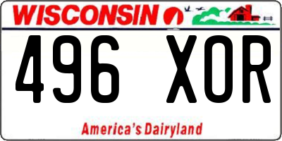 WI license plate 496XOR