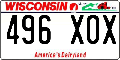 WI license plate 496XOX