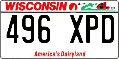 WI license plate 496XPD