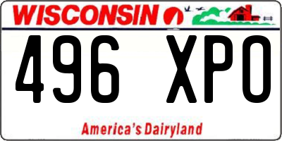 WI license plate 496XPO