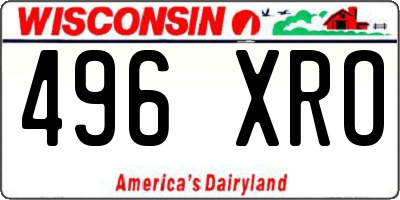WI license plate 496XRO