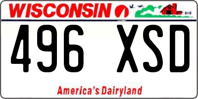 WI license plate 496XSD