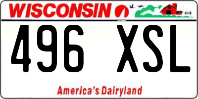 WI license plate 496XSL