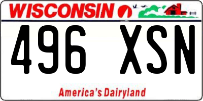 WI license plate 496XSN