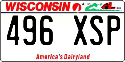 WI license plate 496XSP