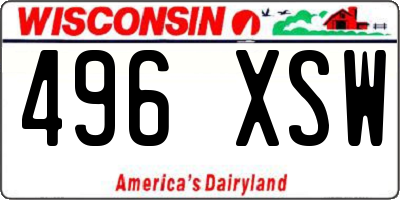 WI license plate 496XSW