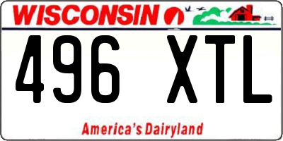 WI license plate 496XTL