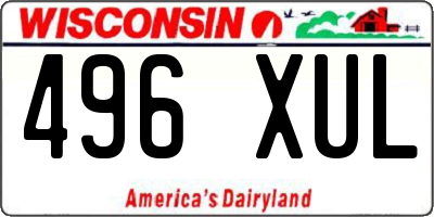 WI license plate 496XUL