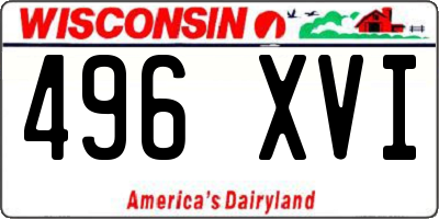 WI license plate 496XVI