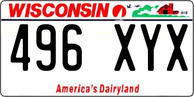 WI license plate 496XYX