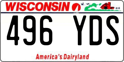 WI license plate 496YDS