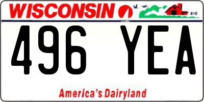 WI license plate 496YEA