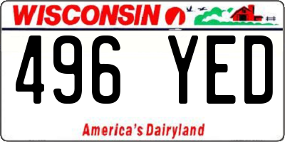 WI license plate 496YED