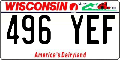 WI license plate 496YEF