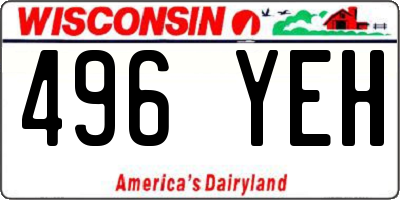 WI license plate 496YEH