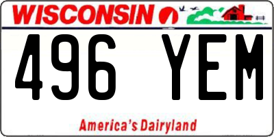 WI license plate 496YEM