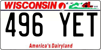 WI license plate 496YET