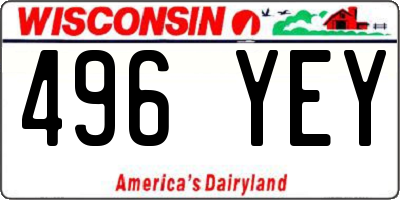 WI license plate 496YEY