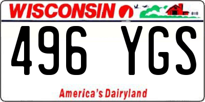 WI license plate 496YGS