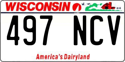WI license plate 497NCV