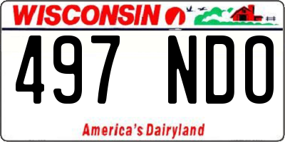 WI license plate 497NDO