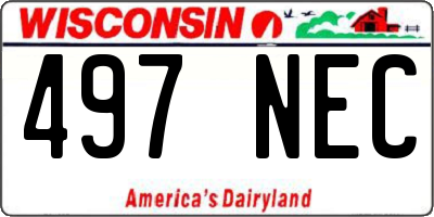 WI license plate 497NEC