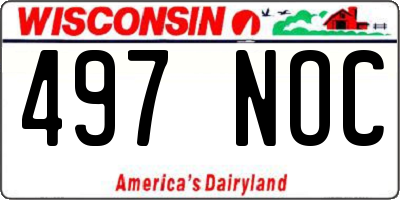 WI license plate 497NOC
