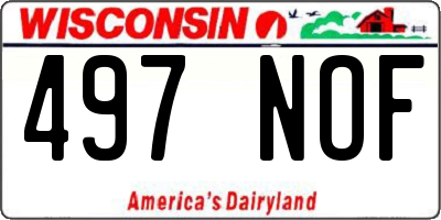 WI license plate 497NOF