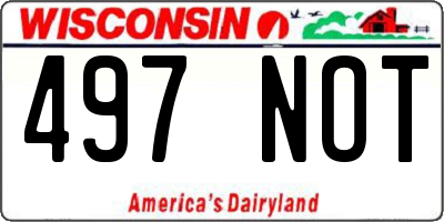 WI license plate 497NOT