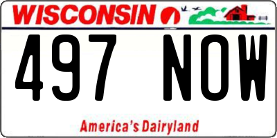 WI license plate 497NOW