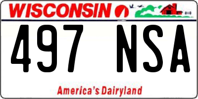 WI license plate 497NSA