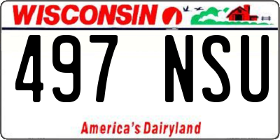 WI license plate 497NSU