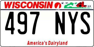 WI license plate 497NYS
