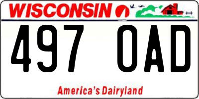 WI license plate 497OAD