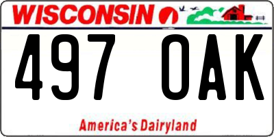 WI license plate 497OAK