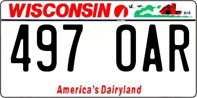 WI license plate 497OAR