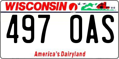 WI license plate 497OAS