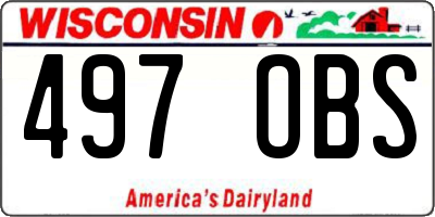 WI license plate 497OBS