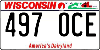 WI license plate 497OCE